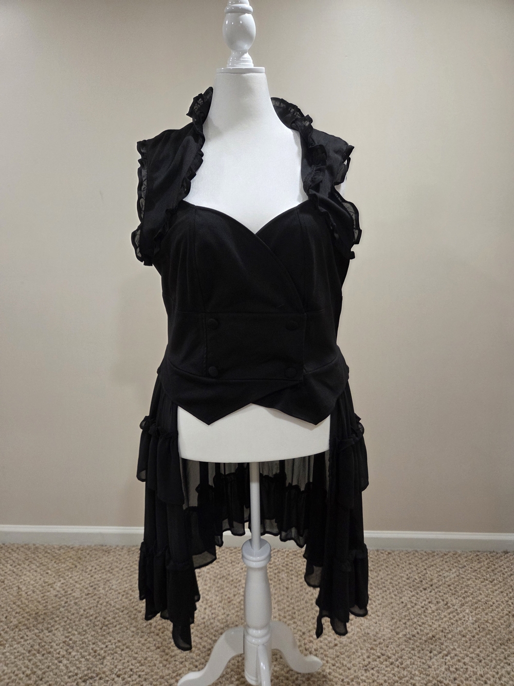torrid Black Long Dress Vest with Sleek Silhouette